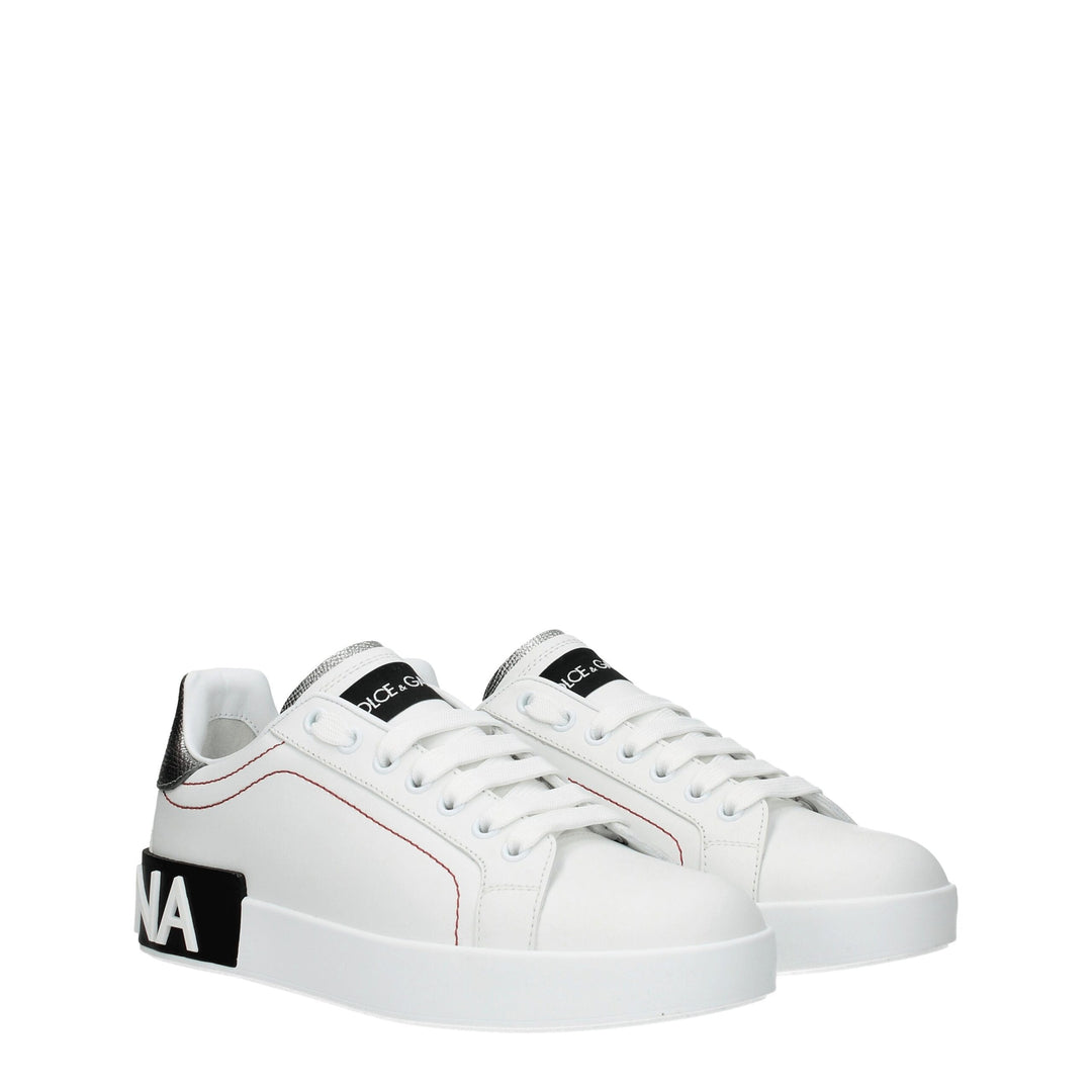 Dolce & Gabbana White Leather Low Tops