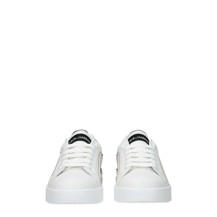 Dolce & Gabbana White Leather Low Tops