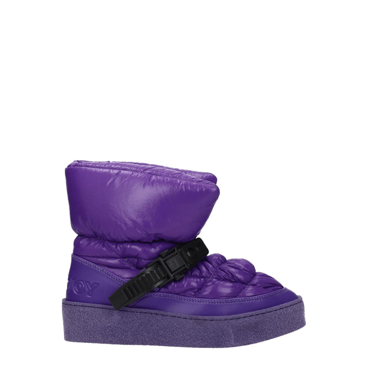 Purple Polyester Ankle Boots
