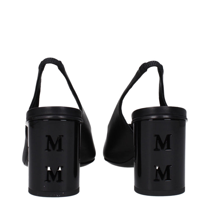 Black Leather High Heel Pumps