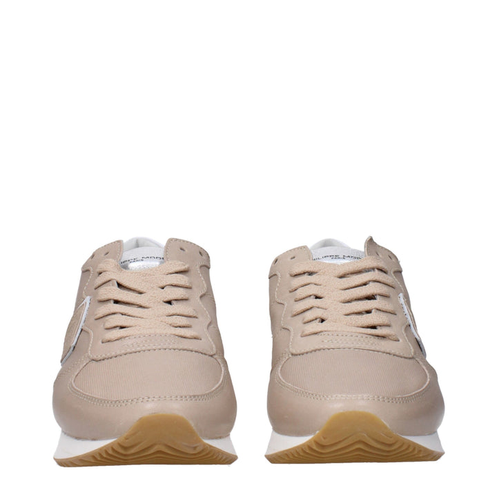 Beige Leather Low Tops