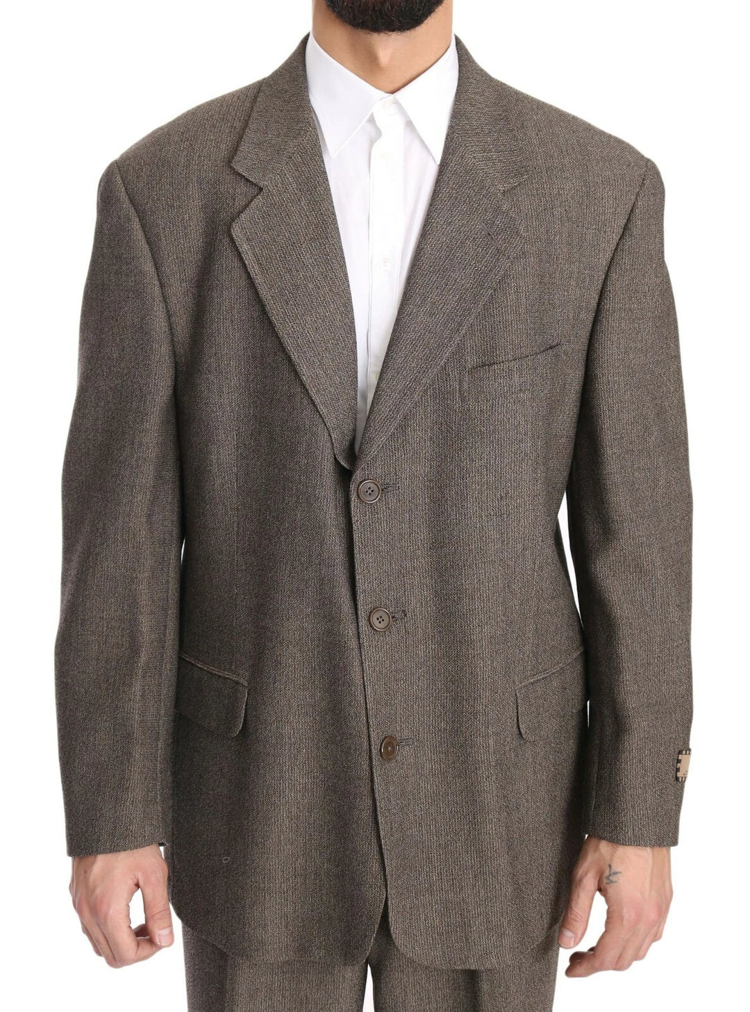 Brown Single Breasted Wool Suit