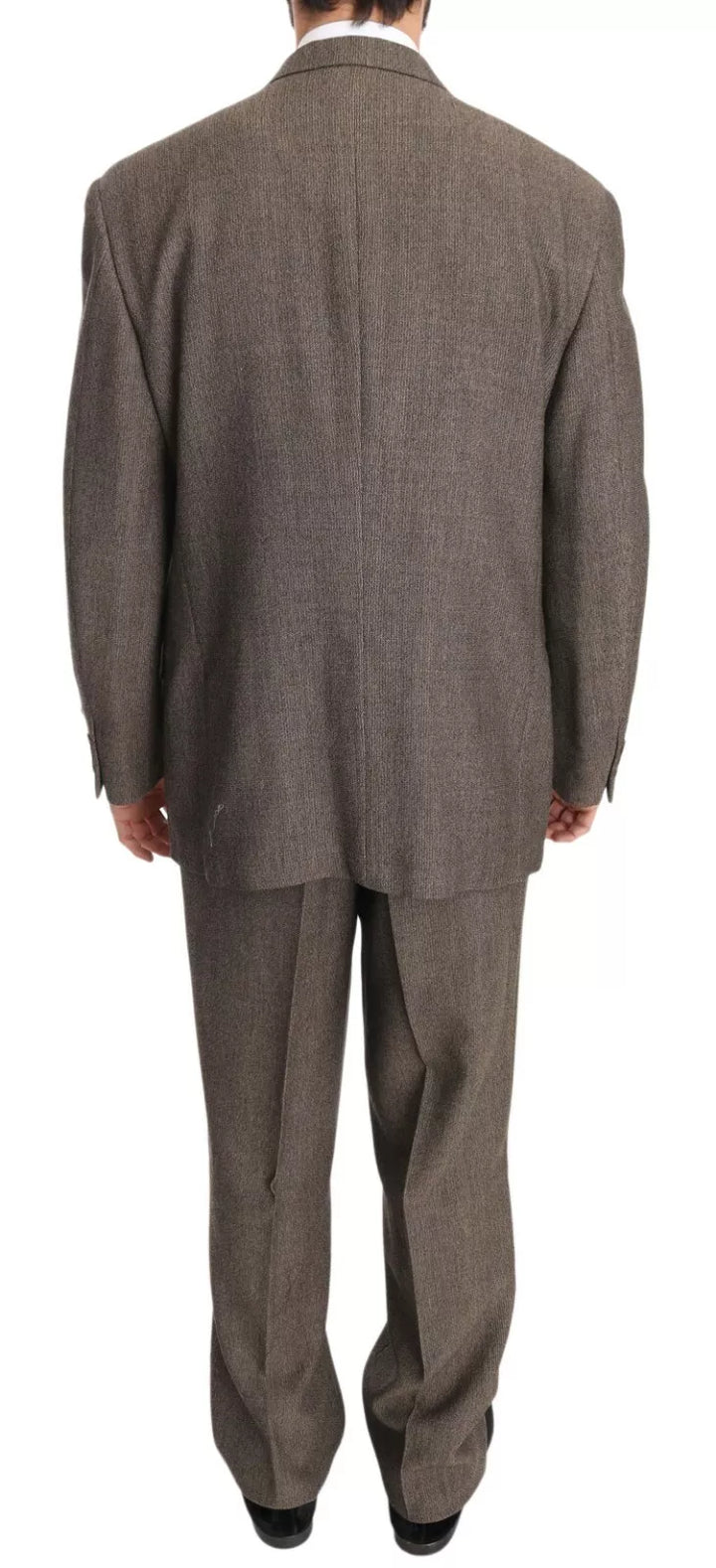 Brown Single Breasted Wool Suit