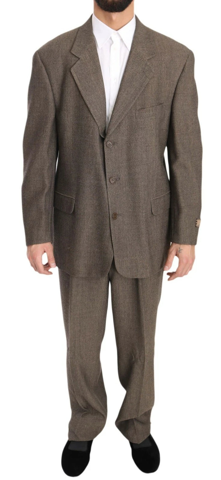 Brown Single Breasted Wool Suit