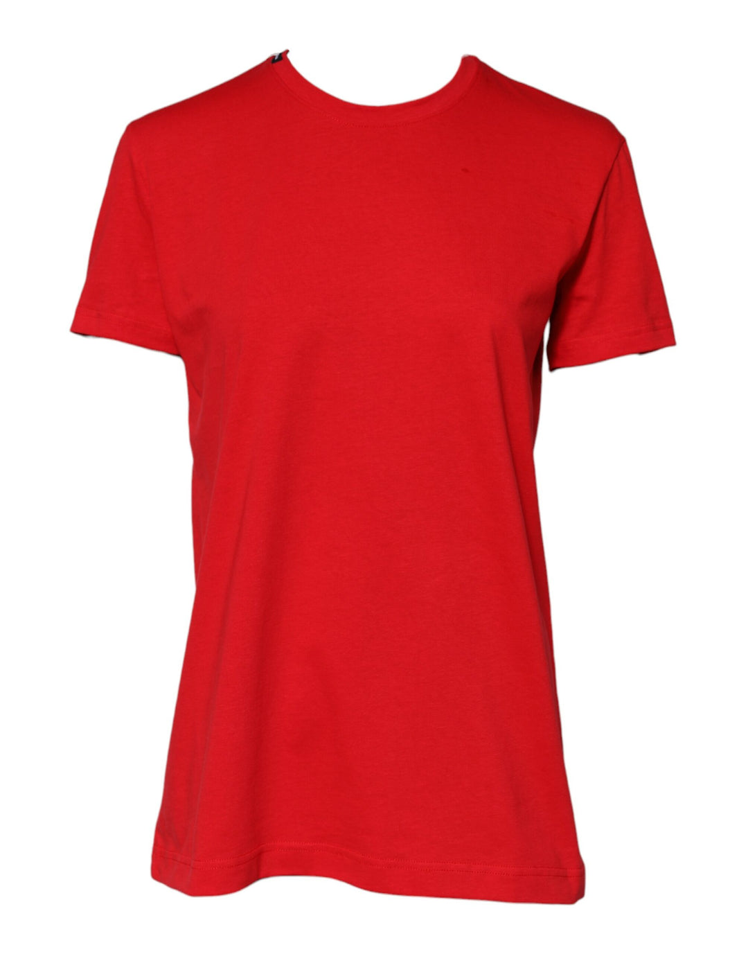 Red Cotton Crew Neck Short Sleeves Top T-shirt