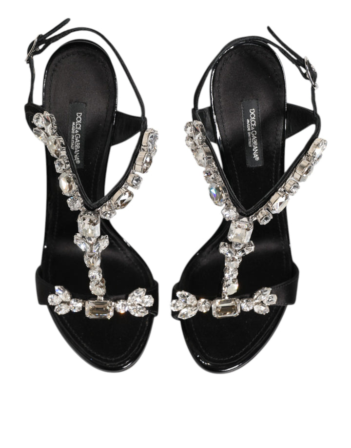 Black Keira Crystals Heels Sandals Shoes