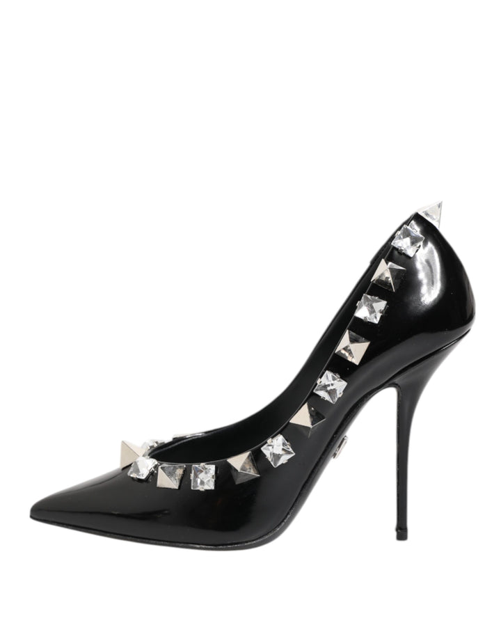 Black Crystals Studs Stiletto Pumps Shoes