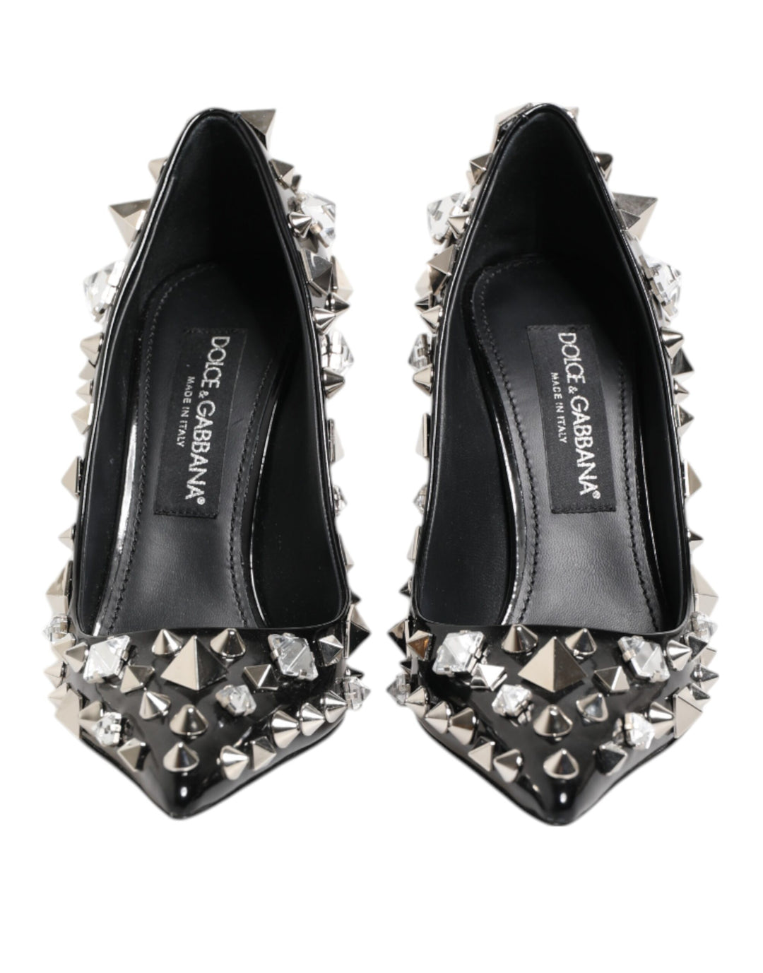 Black Crystals Studs Stiletto Pumps Shoes