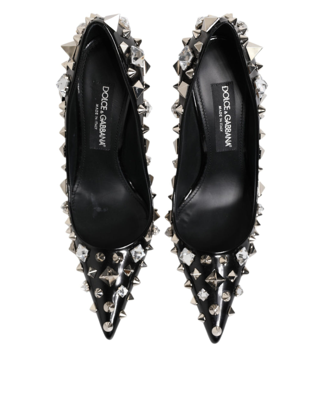 Black Crystals Studs Stiletto Pumps Shoes