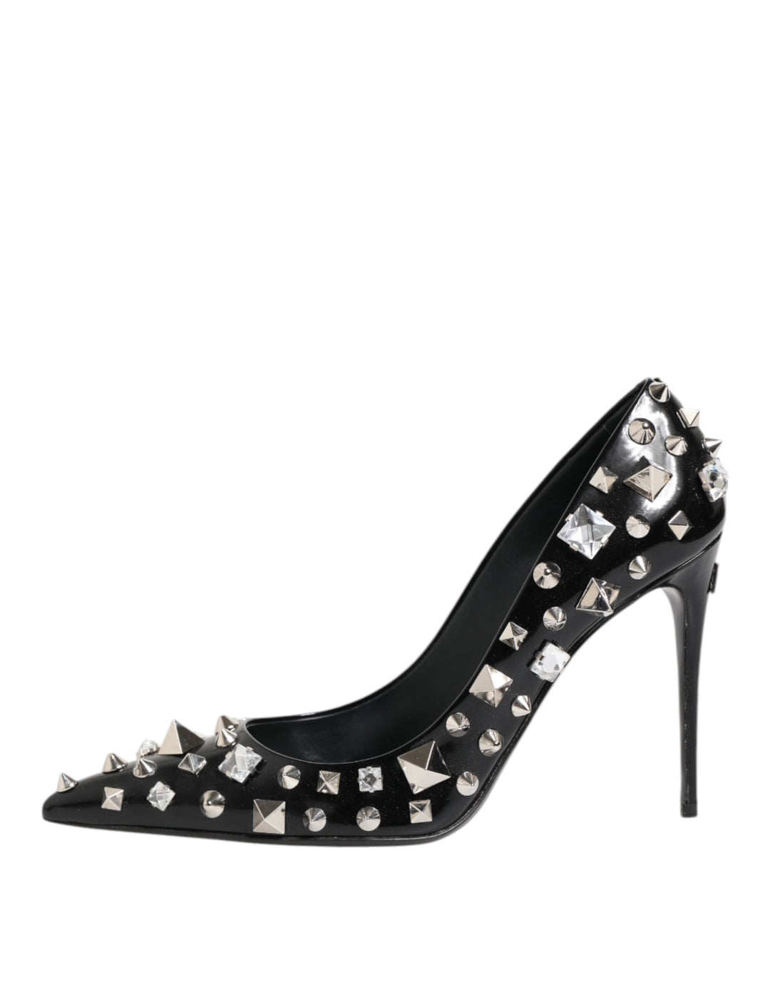 Black Crystals Studs Stiletto Pumps Shoes