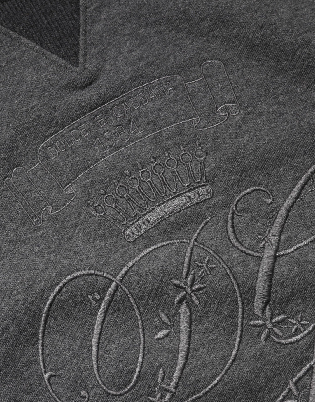 Gray DG Logo Embroidered Pullover Sweater