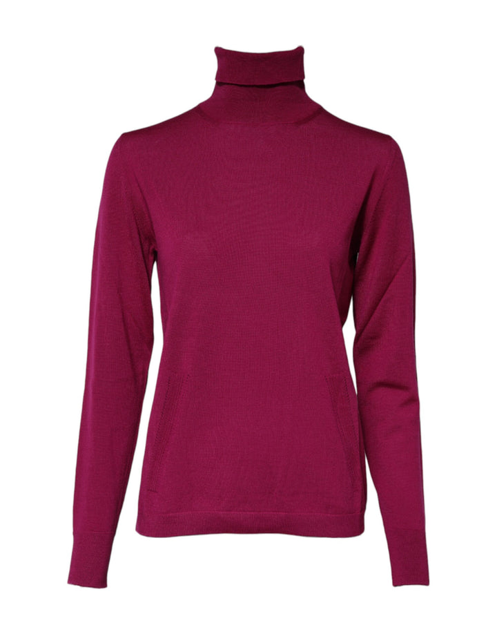Fuchsia Wool Long Sleeves Turtleneck Sweater