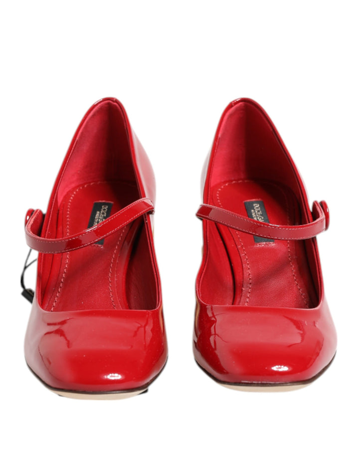 Red Leather DG Logo Heels Sandals Shoes