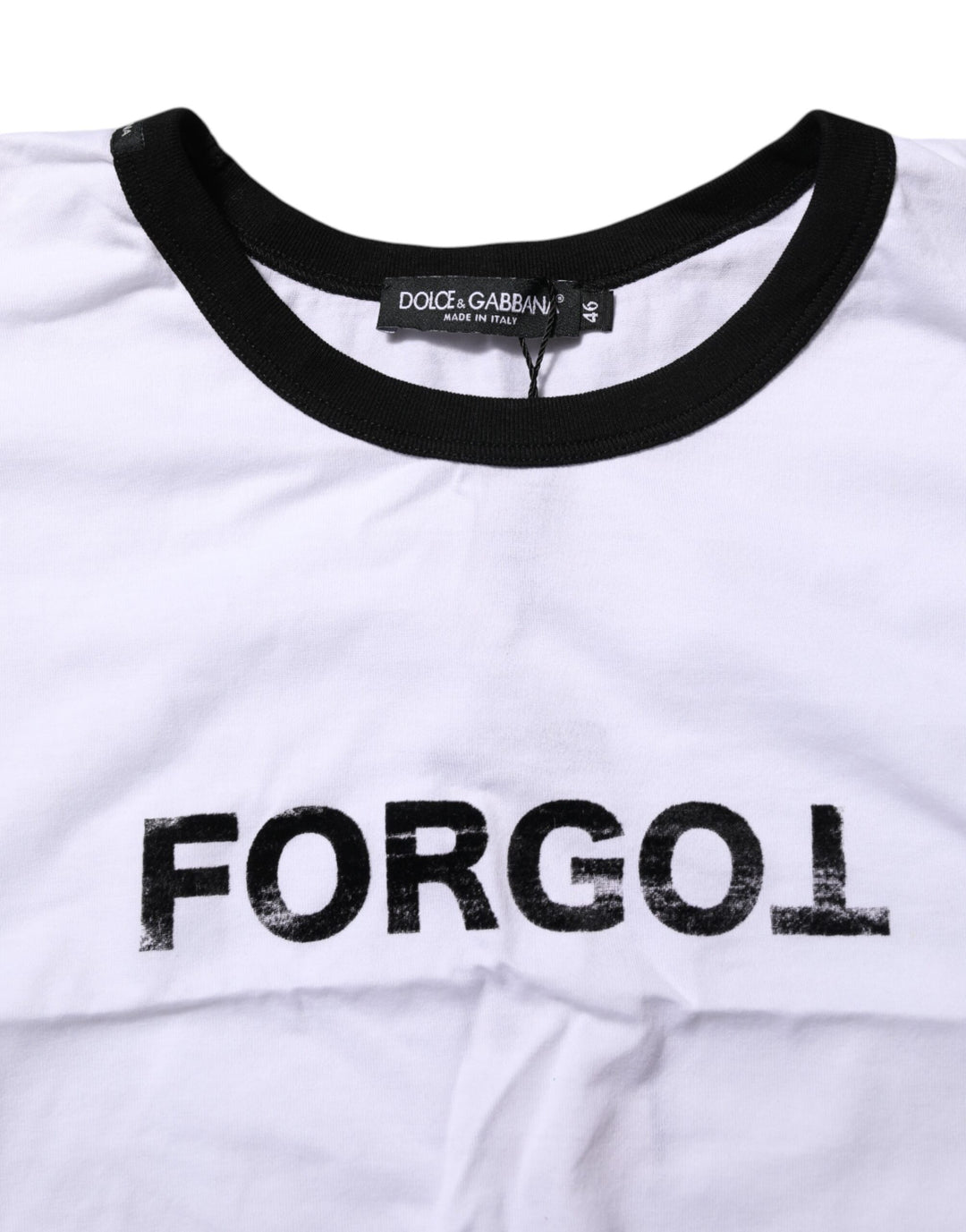 Dolce & Gabbana White Cotton Crew Neck Cropped Top T-shirt