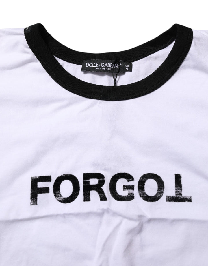 Dolce & Gabbana White Cotton Crew Neck Cropped Top T-shirt