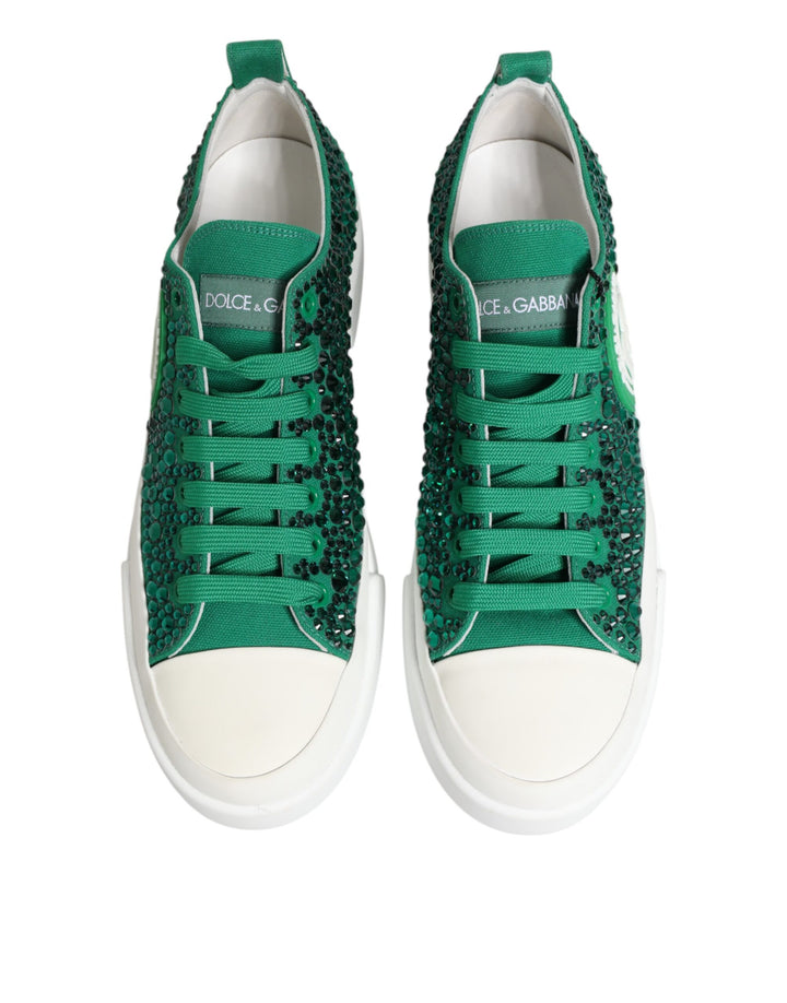 Green Portofino Crystal DG Logo Sneakers Shoes