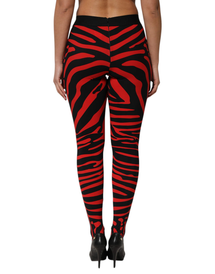 Black Red Nylon Logo Waisted Leggings Pants