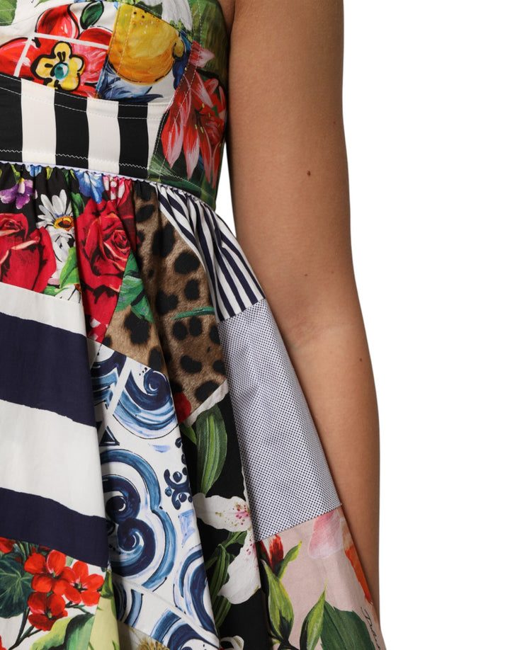 Multicolor Patchwork Cotton AlineMini Dress