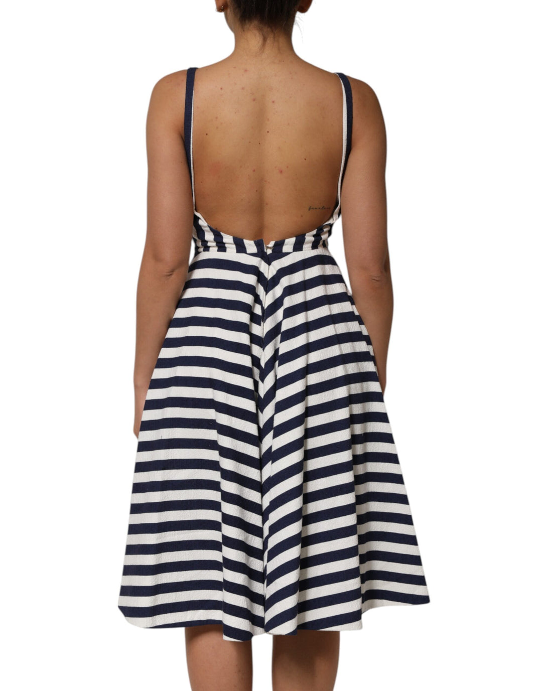 Dolce & Gabbana Blue White Striped Embroidered A-line Dress – SEYMAYKA