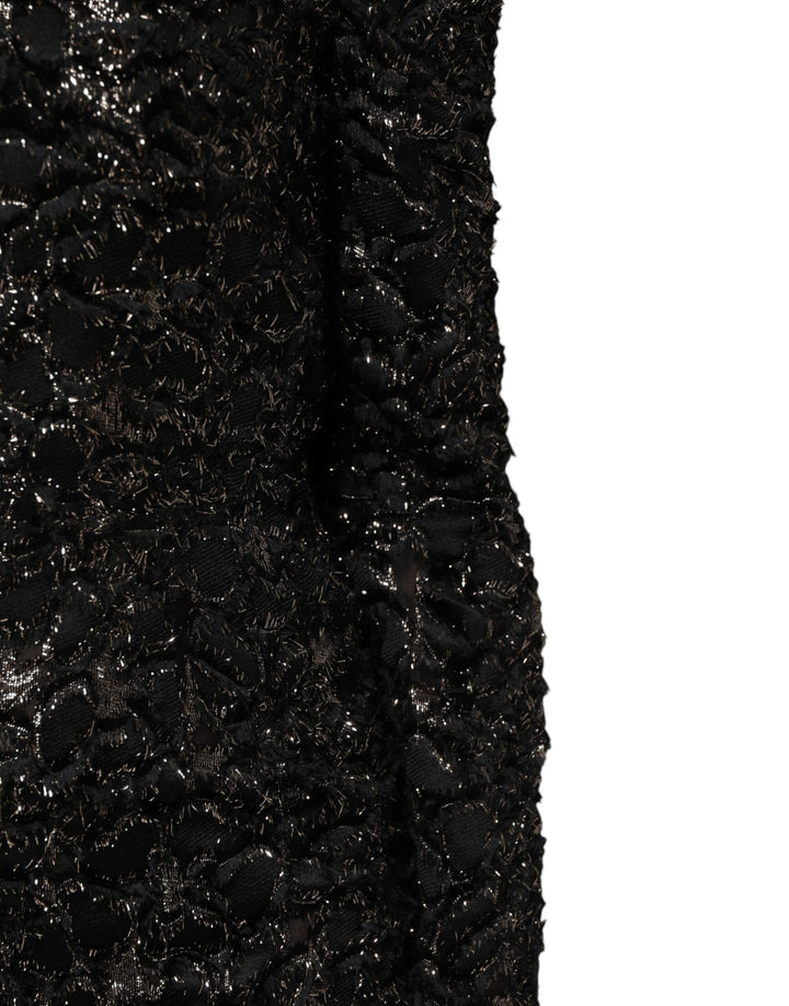 Black Sequin Bouclé Tweed Sheath Dress
