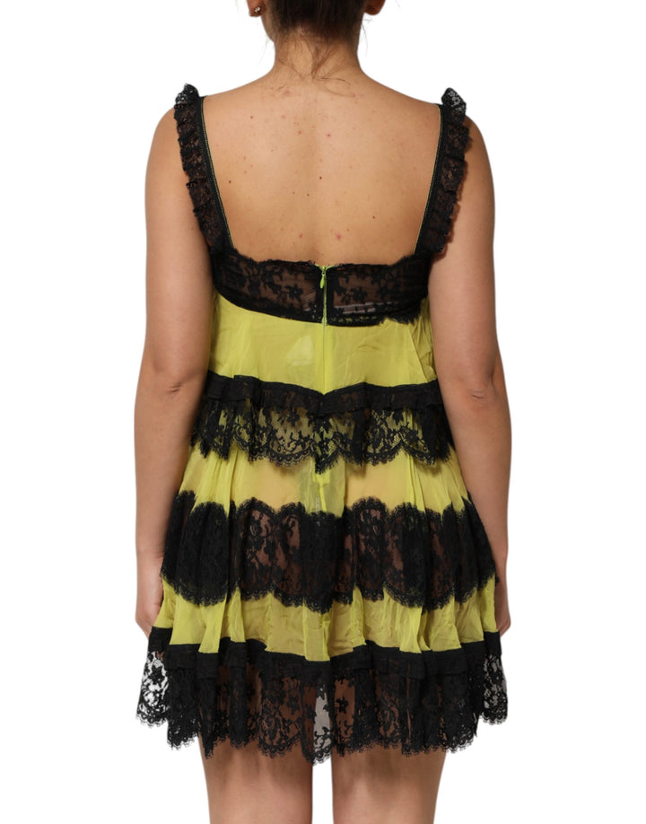 Yellow Black Babydoll Chemise Lingerie Dress