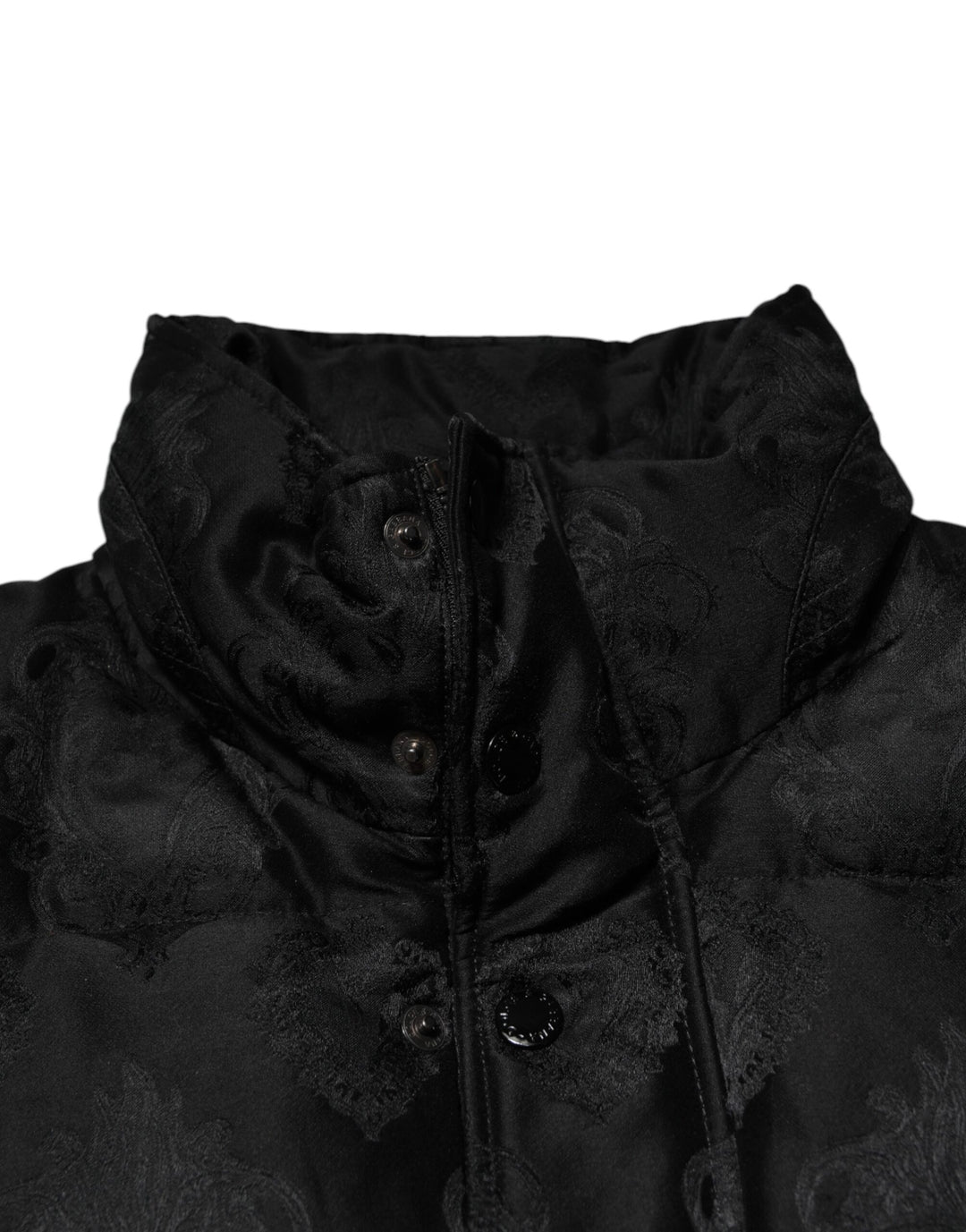 Black Jacquard Quilted Puffer Bomber Jacket