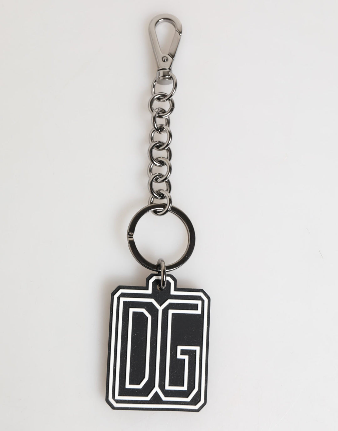 Black White DG Rubber Logo Silver Men Keychain Keyring