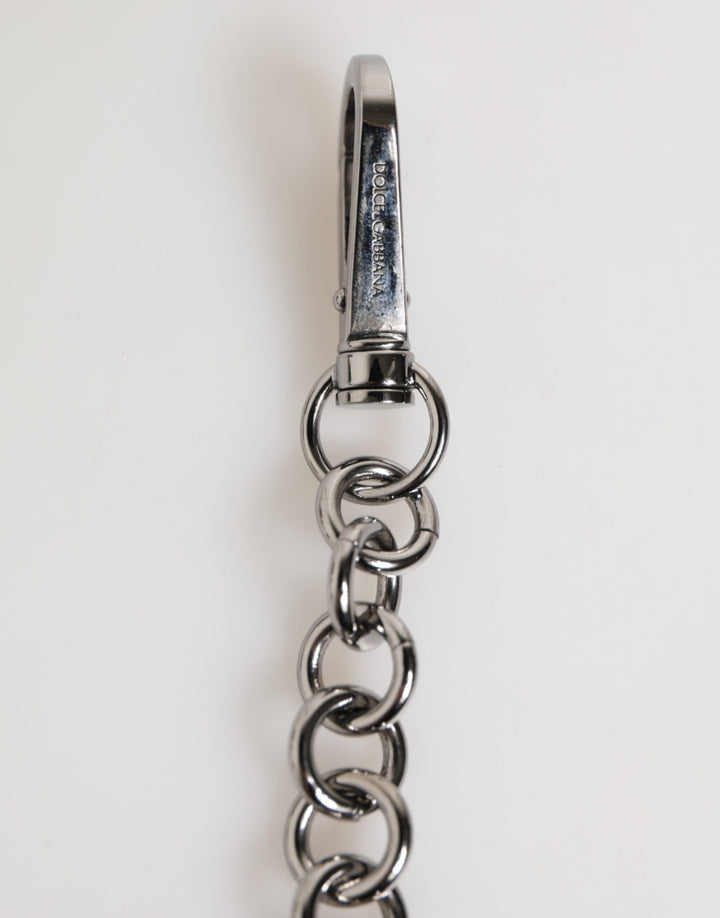 Black White DG Rubber Logo Silver Men Keychain Keyring