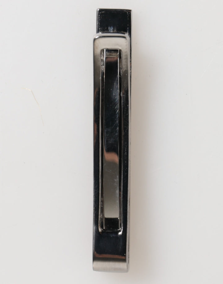 Silver Tone Brass Logo Branded Men Accessory Tie Clip Bar