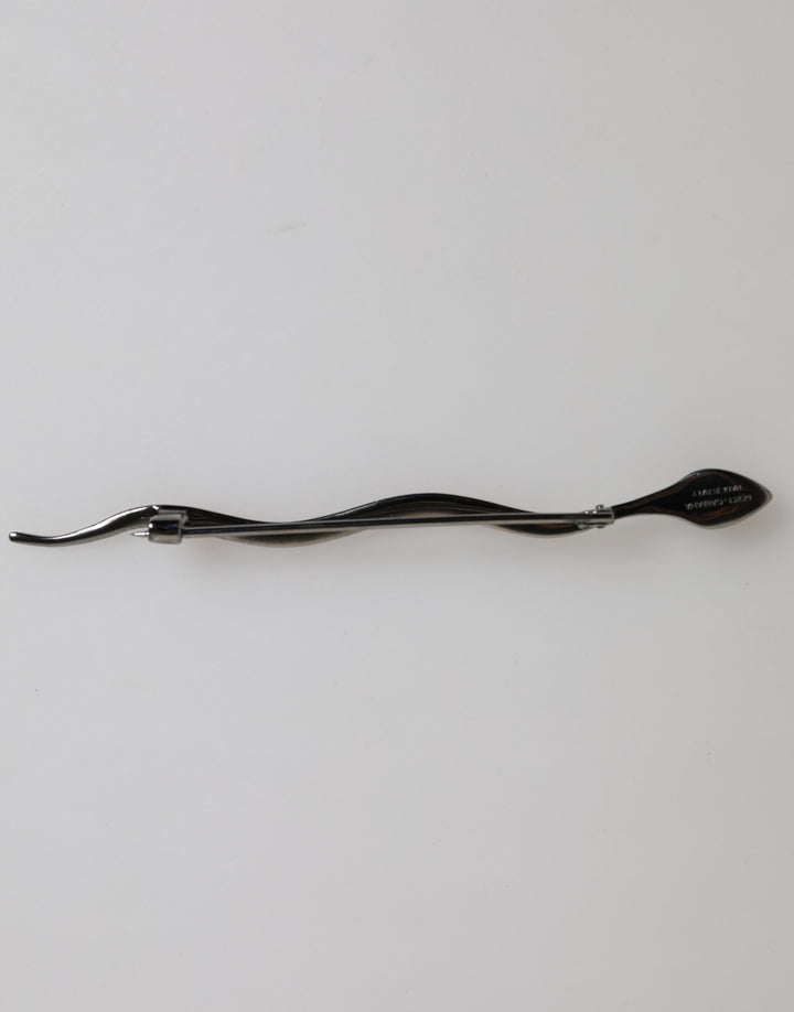 Black Brass Crystal Spilla Serpente Mens Brooch Pin