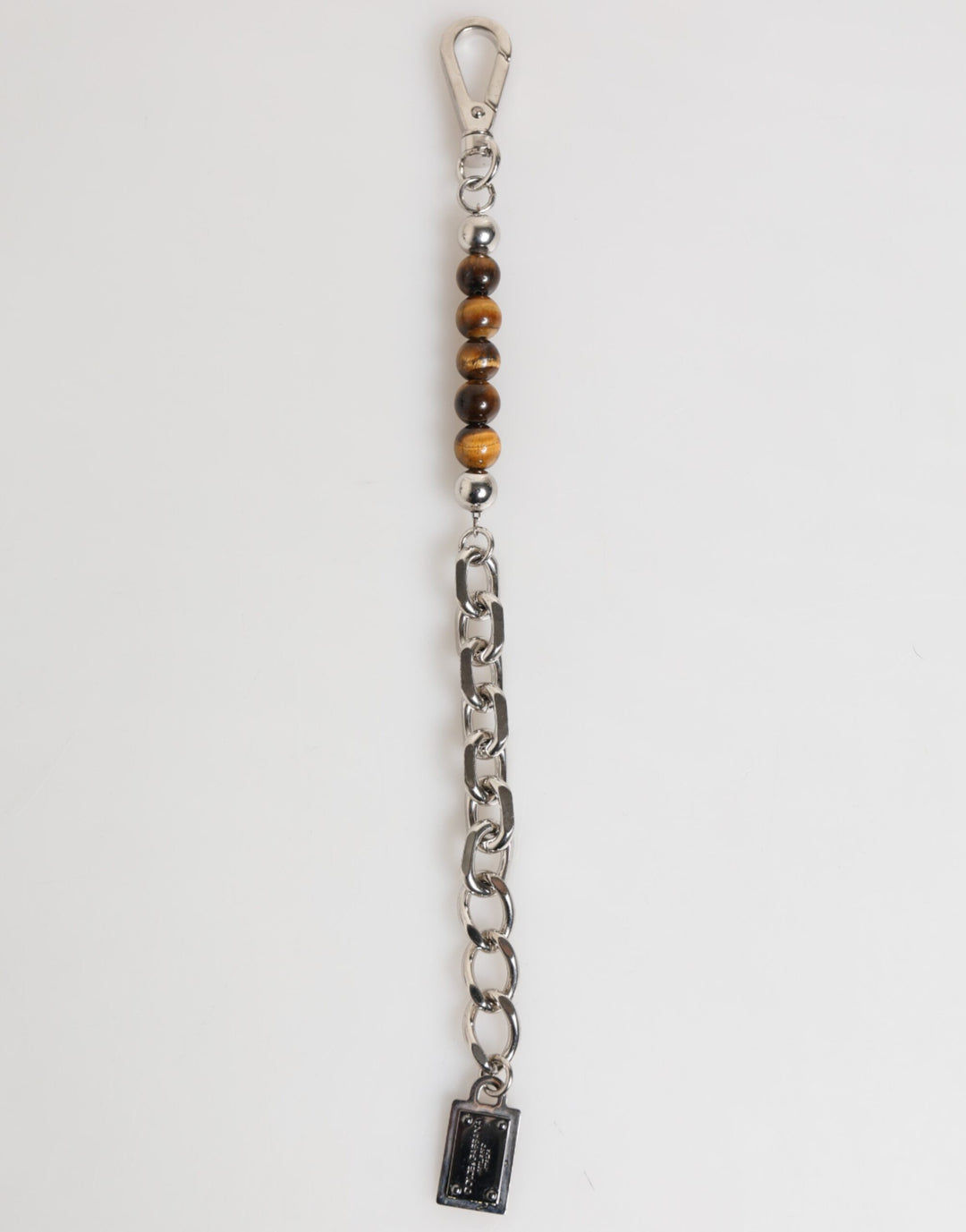 Silver Chain Brass Beaded Lobster Clasp Logo Men Bracelet