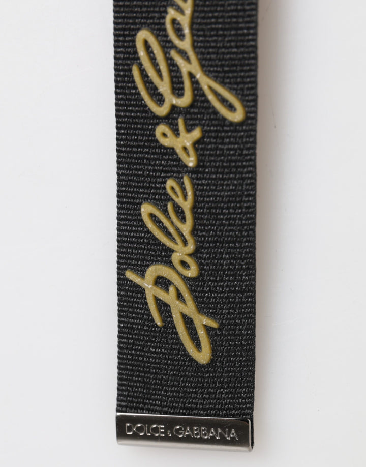 Black Yellow Polyester DG Logo Silver Keychain Keyring