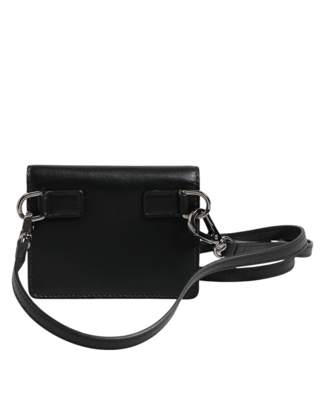 Black Leather Bifold Card Holder Crossbody Men Borse Bag