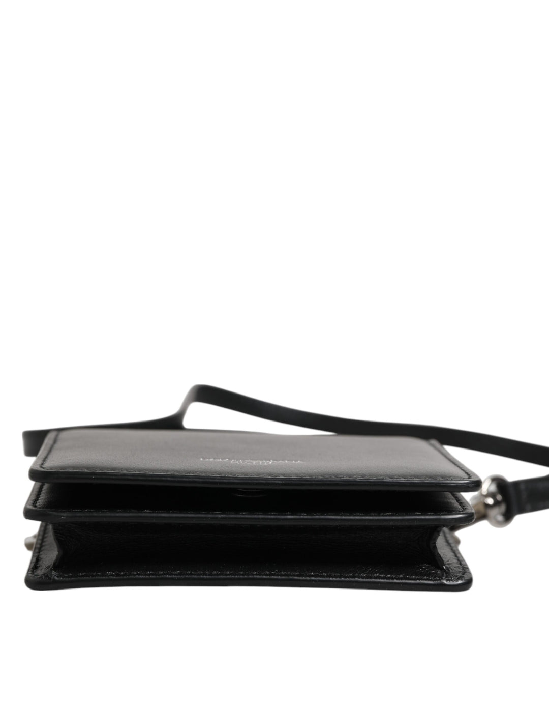 Black Leather Bifold Card Holder Crossbody Men Borse Bag