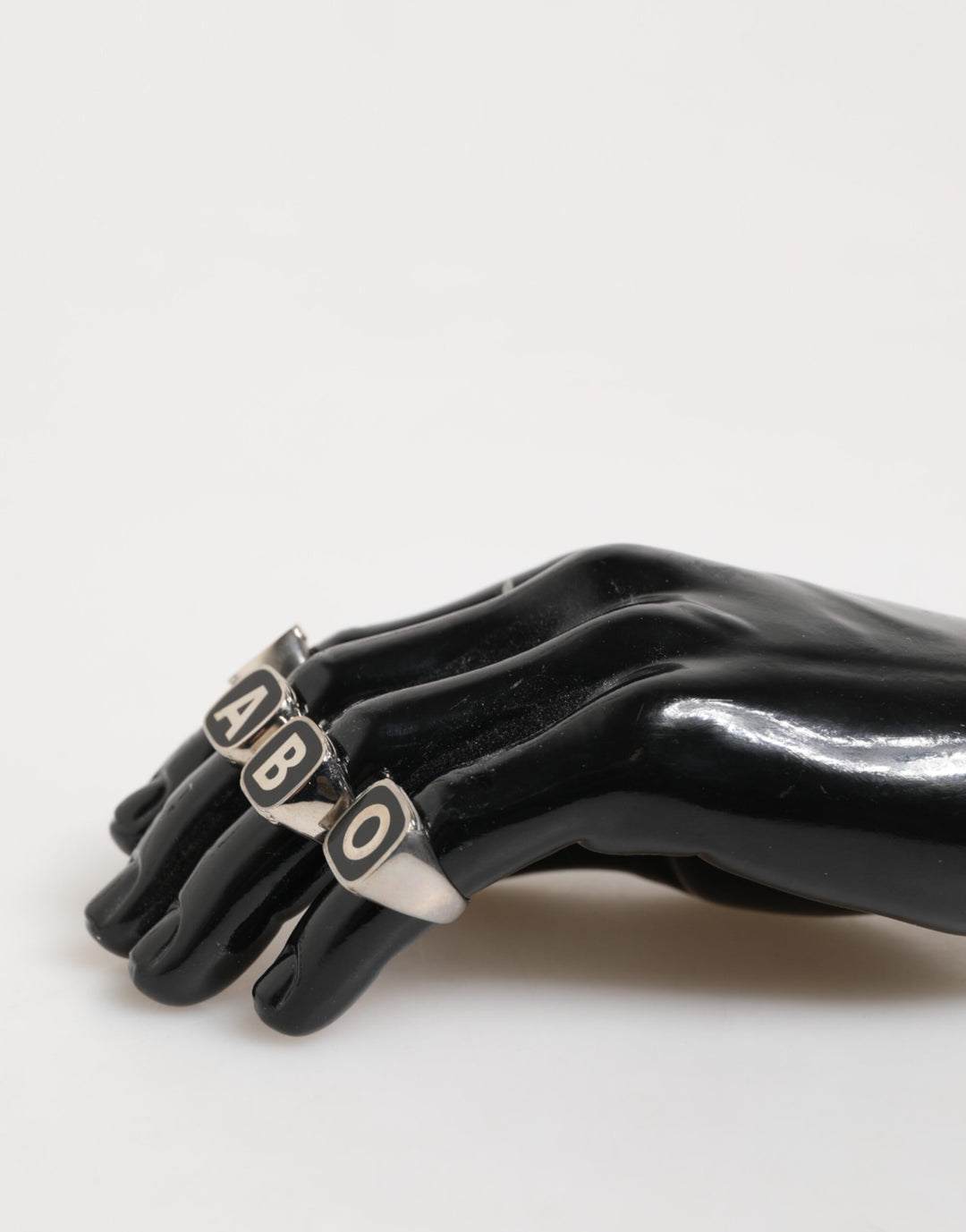 Silver Tone Brass Lettering Set 5 Pieces Adjustable Ring