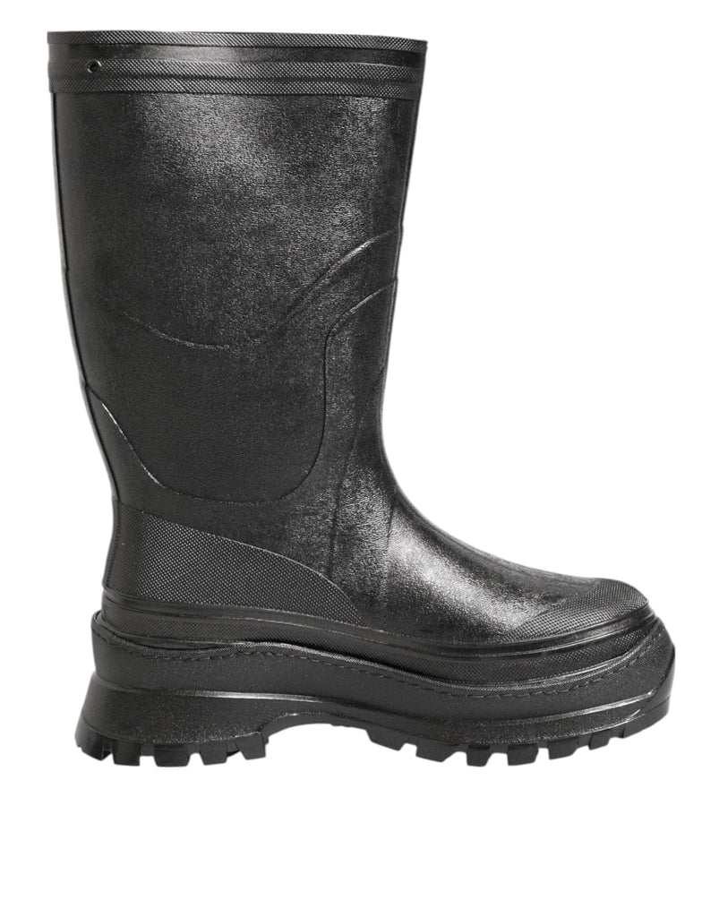 Dolce & Gabbana Metallic Black Pull On Rain Boots Men Shoes  display picture 1