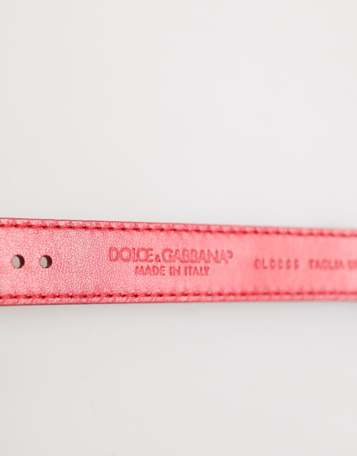 Red Exotic Leather Gold Tone Metal Buckle Women Armband