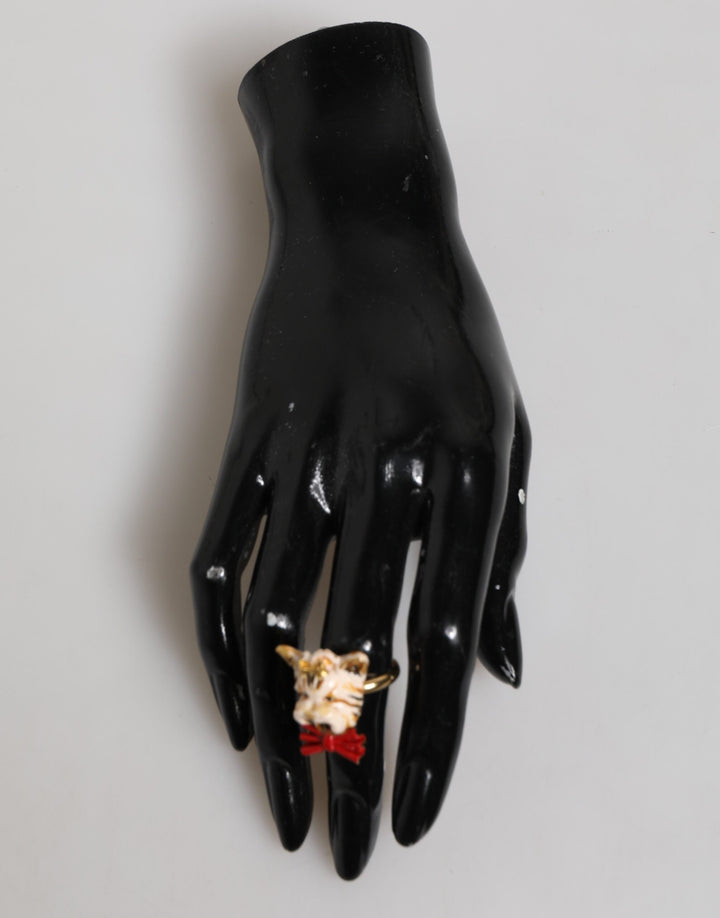 Gold Brass Resin Beige Dog Pet Accessory Ring