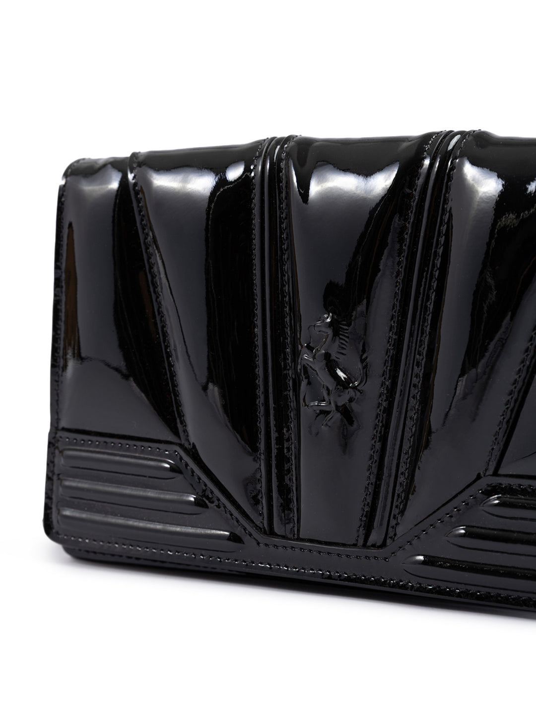 Black GT patent leather bag with chain