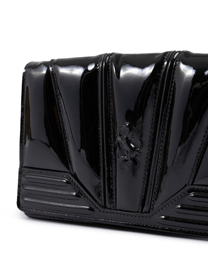 Black GT patent leather bag with chain
