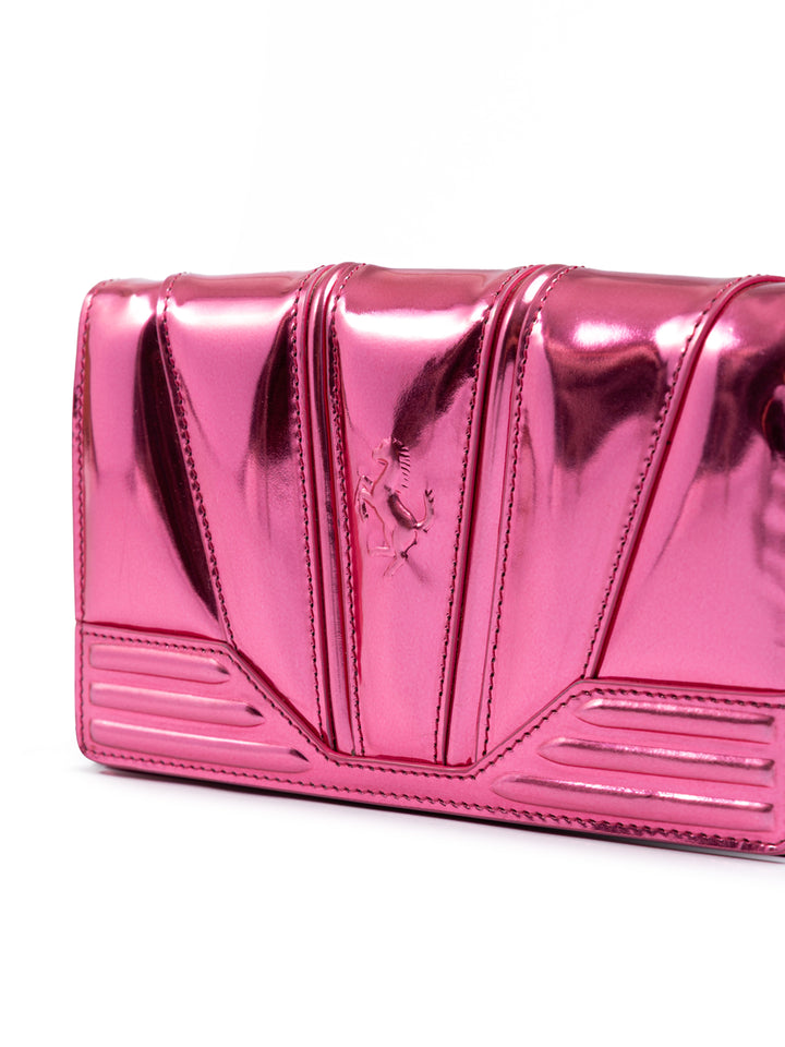 Metal Pink GT patent leather bag with chain