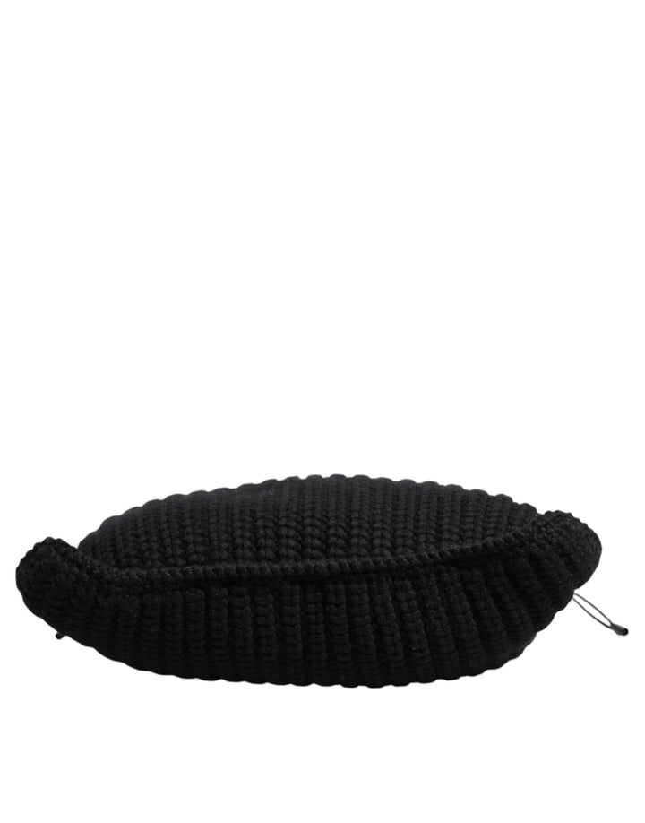 Black Cashmere Knitted Leather Shoulder Women Borse Bag