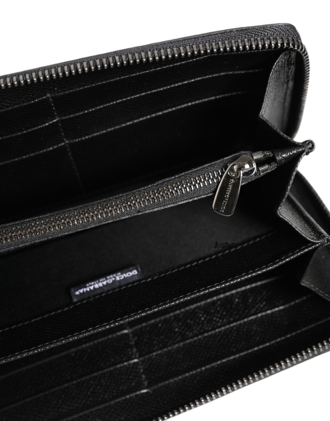 Black Gray Leopard Leather Zip Around Continental Wallet