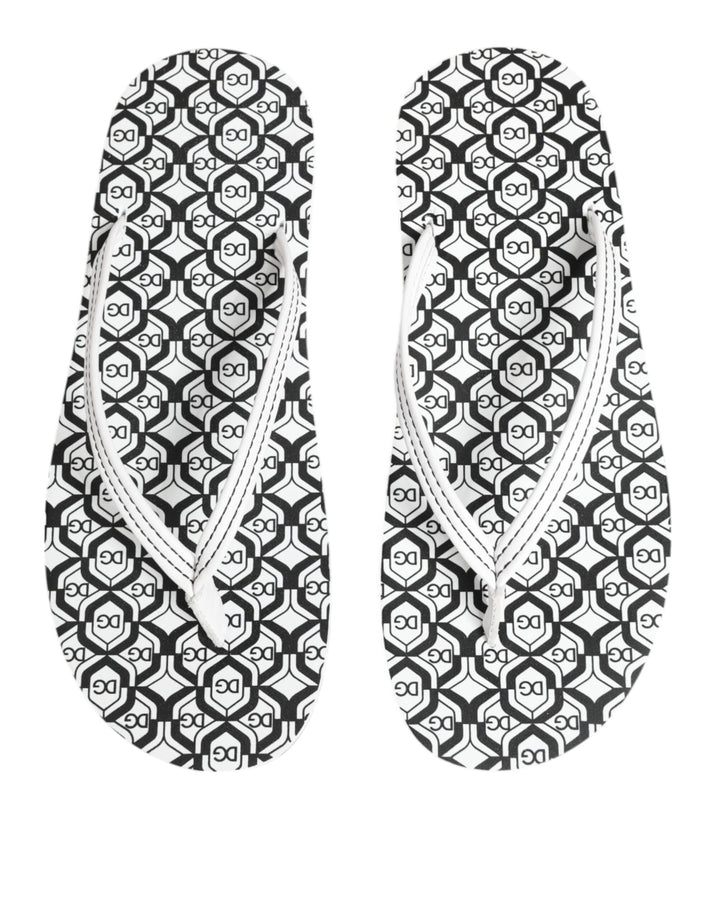 Black White Logo Beachwear Flats Slipper Shoes