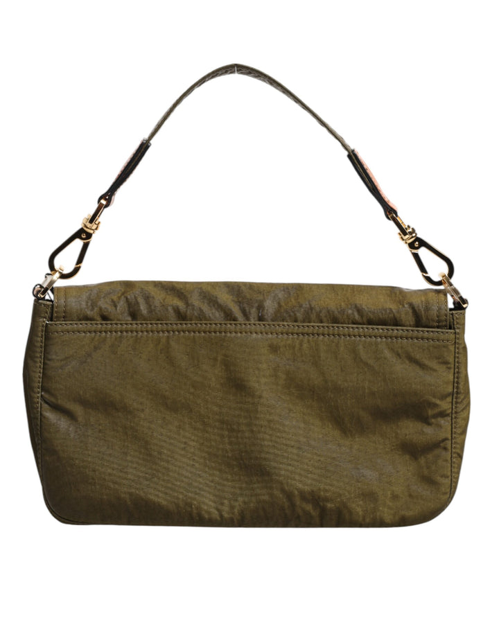 Dark Green Nylon Logo Plaque Shoulder Strap Borse Bag