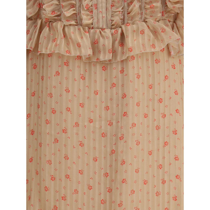 Silk long Dress with rouches