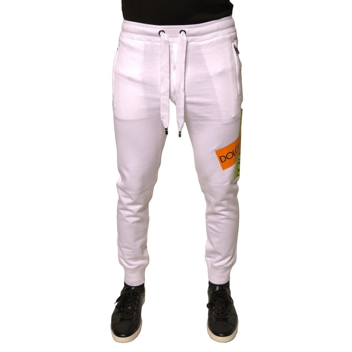 White Logo Tape Jogger Cotton Sweatpant Pants