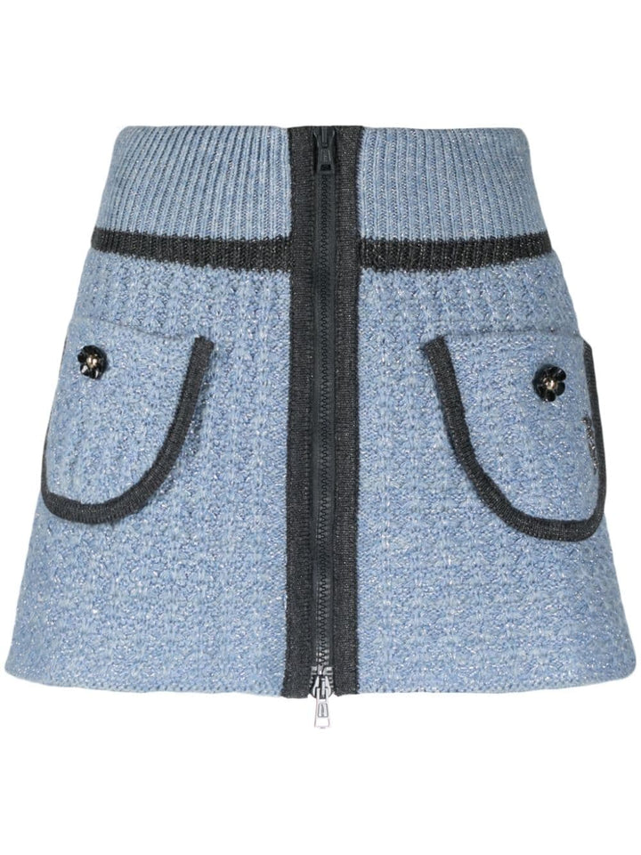floral-embroidery knitted miniskirt-0