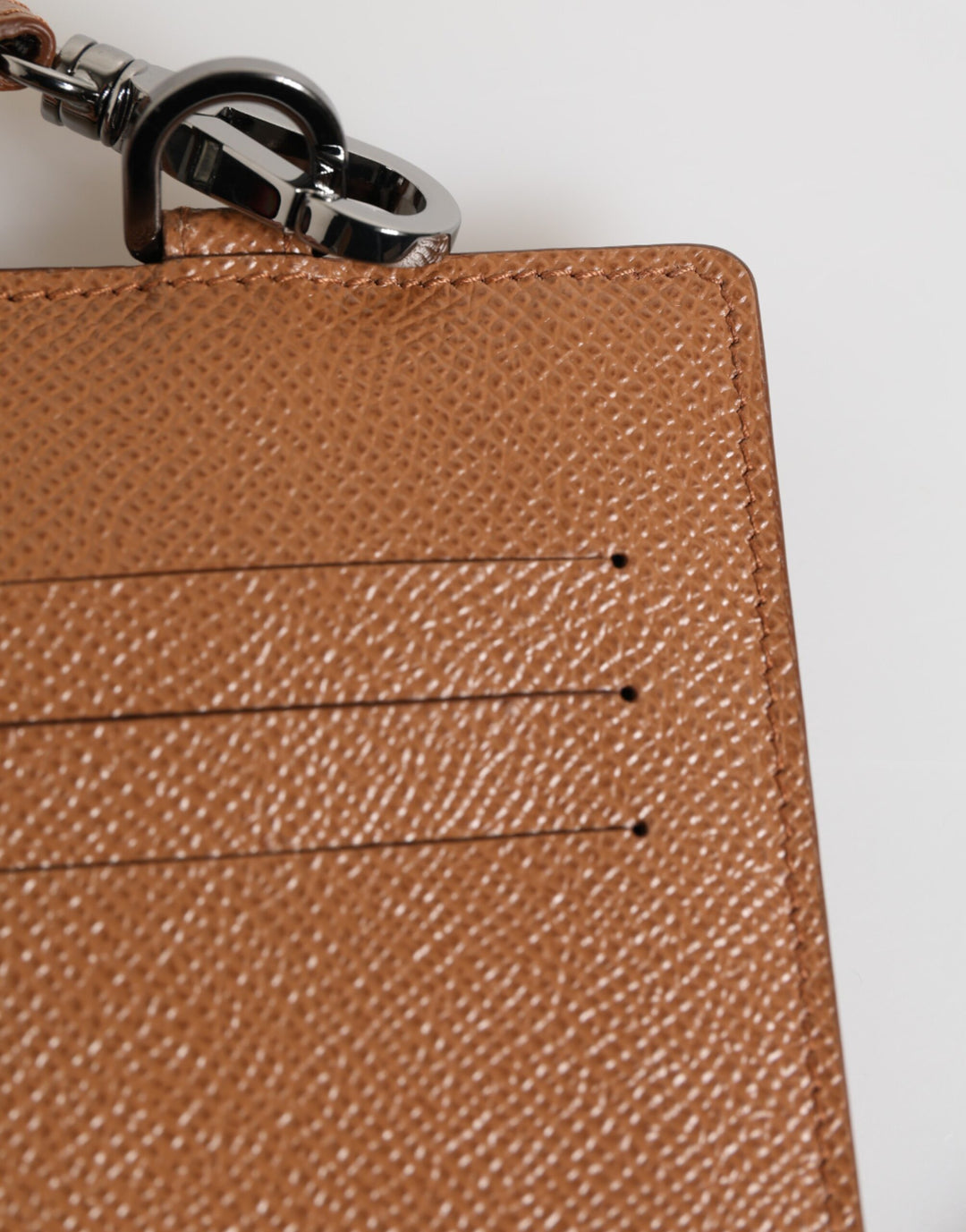 Dark Brown Leather Lanyard Logo Card Holder Men Wallet