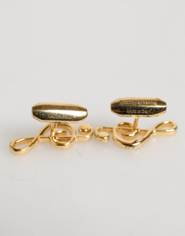 Gold Musical Note Metal Brass Pin Men Accessory Cufflinks